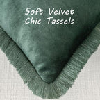 FUTEI Pack of 2 Velvet Throw Pillow Covers 20x20 Inch, Army Green - Image 2