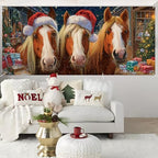 Christmas Garage Door Decorations 6x13FT, Three Horses with Santa Hats, Rustic Barn Holiday Banner for Outdoor Garage Door Cover - Image 5