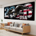 Soccer Garage Door Banner Decorations, 7x16ft Large Ameri can Flag Bald Eagle Football Mural, USA Soccer Cup Outdoor Decor for Double Garage Door, 2026 Tournament Party Supplies Wall Backdrop - Image 7