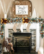 Christmas Garland for Front Door, 6 Foot Artificial Unlit Winter Garland with Pine Cones, Berry Clusters, Bronze Ball Ornaments and Ribbons for Thanksgiving Holiday Christmas Decoration - Image 4