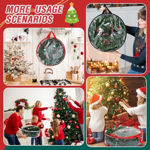 Zhengmy 6 Pcs Clear Christmas Wreath Storage Bag Wreath Storage Container With fixing strap Wreath Storage Box with Handles for Storing Garland Holiday Wreath Wrapping(24 Inches) - Image 7