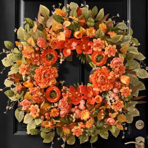 26" Large Front Door Wreath, Fall Wreaths for Front Door, Fall Decor, 2Pcs by Waipfaru