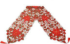 Simhomsen Embroidered Christmas Holiday Red Poinsettia Table Runner 13 × 90 Inch - Image 3