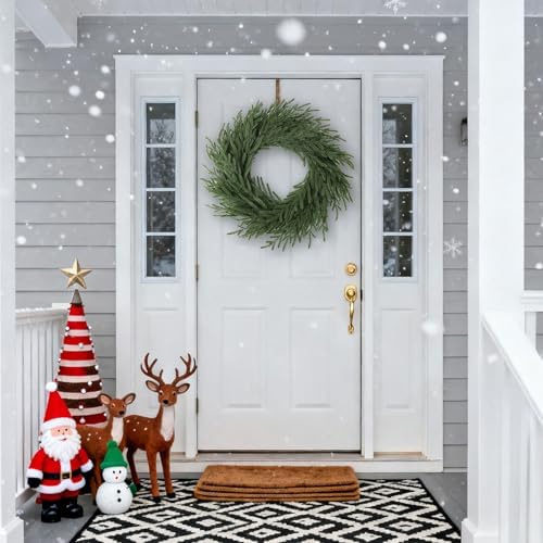 24 inch Christmas Wreath, Christmas Wreath for Front Door, Christmas Door Wreath Decor for Xmas Indoor Outdoor Holiday Decor (Real Touch) - Image 4