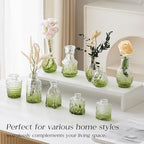 Glass Bud Vase Set of 60 - Small Vases for Flowers in Bulk - Assorted Vintage Crystal Vases for Flowers, Table Centerpieces (Green, 60 Pcs) - Image 3