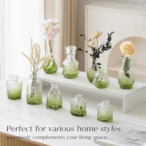 Glass Bud Vase Set of 60 - Small Vases for Flowers in Bulk - Assorted Vintage Crystal Vases for Flowers, Table Centerpieces (Green, 60 Pcs) - Image 3