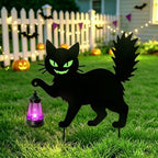 Black Cat Halloween Decorations Outdoor, Solar Hanging Lantern Garden Decor by ANGMLN