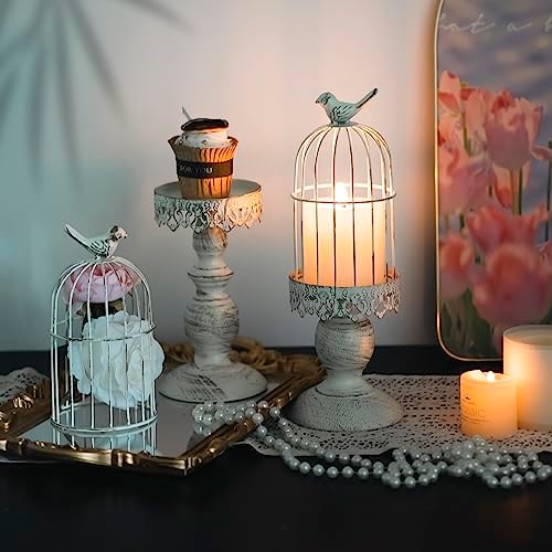 Pack of 2-Piece Birdcage Candle Holder, Vintage Candle Stick Holders, Wedding Candle Centerpieces for Tables, Iron Candlestick Holder Home Decor - Image 3