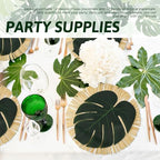 48pcs Luau Placemats and Palm Placemat, Round Luau Fringe Place Mats Tropical Palm Leaf Place Mats Bulk Summer Hawaiian Plate Chargers Table Placemats Tropical Party Supplies - Image 5