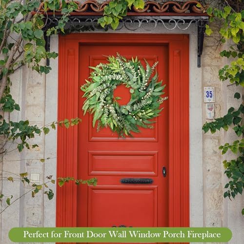 22" Eucalyptus Wreath for Front Door Window Porch Year Round - Image 3