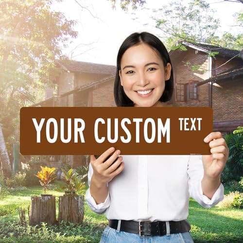Custom Street Sign, Personalized Street Sign, Customizable Novelty Road Brown Background Sign, 24x6 Inches, ACM, Fade Resistant, Made in USA by Sigo Signs - Image 2