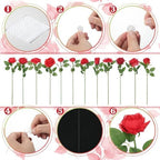 Lyrow 120 Pack Red Roses Artificial Flowers Bulk Hanging Floating Garland Fake Red Rose Vine for Ceiling Decoration Wedding Anniversary Bridal Bouquet DIY Floral Arrangement Proposal Romantic Decor - Image 3