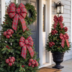 Daifunli 8 Pcs Buffalo Plaid Christmas Ball Tree Picks 7.87 Inch Xmas Picks - Image 6