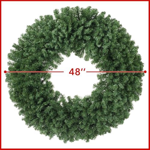 Casafield 48" Fir Artificial Christmas Wreath Holiday Décor, 860 PVC Tips for Front Door, Window, or Mantel - Image 5