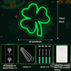 MissAudrey 2Pcs Go Irish Neon Sign, 8 * 9in Shamrock Neon Lights, St. Patrick's Day Decorations with USB/Battery Powered, Neon Sign Hanging for Window Wall Table Bedroom Man Cave Bar Pub Club Party - Image 2