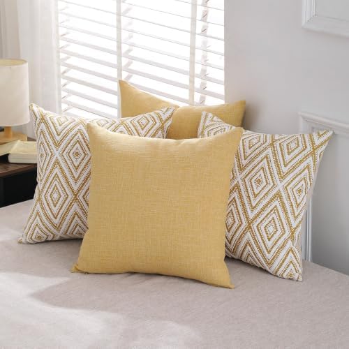 HPUK Throw Pillow Covers 18x18, 4 Pack, Ochre Textured Couch Pillow Covers - Image 6