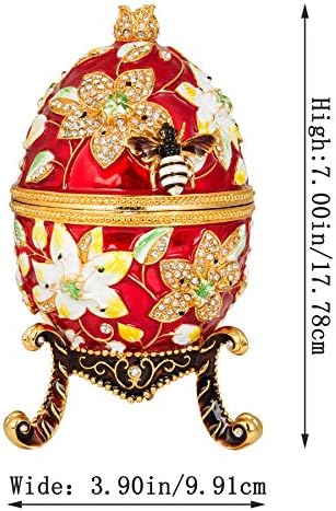 QIFU Easter Egg: Extra Large 7”, Hand Painted Enameled Decorative Hinged Jewelry Trinket Box Unique Gift for Home Decor and Collection - Image 5