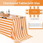 Fanqisi 2 Packs Tangerine Striped Tablecloth 57 x 84 Inch Waterproof Table Cloth Rectangle Table Cover for Birthday Baby Shower Wedding Outdoor Summer Party Decoration - Image 2