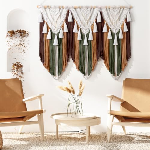 Large Macrame Wall Hanging Boho Brown Tassel Woven Tapestry Wall Art Decor - Image 4