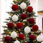 Simgoing 15 Pcs Velvet Christmas Ornaments 3.15'' Burgundy Red White - Image 6