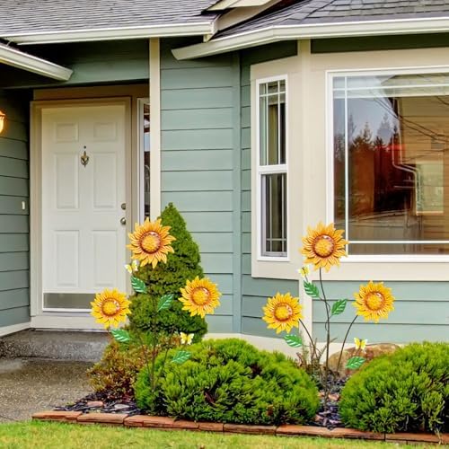 2-Pack Metal Flowers for Outside, 30-Inch Sunflower Yard Stakes - Image 2