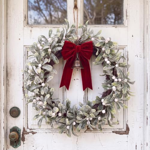 13 Inch Snowing Christmas Mistletoe Wreath, Christmas Door Decor by Unknown