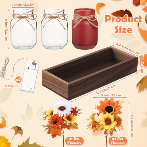 3 Pcs Fall Thanksgiving Table Centerpieces Mason Jar Table Decor - Image 2