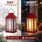 Bdor 13 Inch Christmas Outdoor Decorative Lanterns with Candle Timer 2 Pack - Image 3