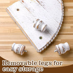 Kigley 2 Tiered Corner Riser for Kitchen Counter Wood Beaded Corner Shelf White Wash Countertop Bathroom Counter Organizer Rustic Decorative Pedestal Stand with Removable Feet for Kitchen Coffee Bar - Image 3