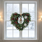 24 Inch Christmas Wreath for Front Door - Artificial Cedar Winter Wreath with Golden Bell, Pinecones & Red Berries, Farmhouse Holiday Wreath for Indoor Outdoor Christmas Decorations - Image 4