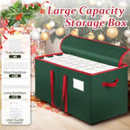 SeasonBliss Christmas Ornament Storage Box, Large Holds 128 Balls, Green - Image 3