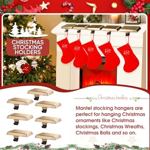 Christmas Stocking Holders for Mantle, Weighted Stocking Hangers, Christmas Stocking Hooks for Tables Window Fireplace Mantle Decoration(Bronze,7PCS) - Image 5