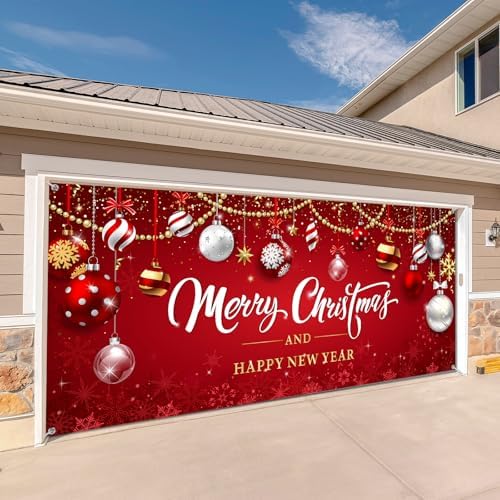 WovWeave Christmas Ball Garage Door Cover Banner, 7 x 16 ft - Image 5