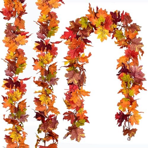 DearHouse 6 Pack Fall Garland Maple Leaf Clearance, 5.9Ft/Piece Hanging Vine Artificial Autumn Garland Thanksgiving Decor for Home Wedding Fireplace Party Christmas (Brown) by DearHouse