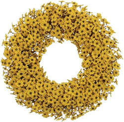 24" Yellow Fall Wreath for Front Door, Artificial Mums Autumn Wreath by THEBLOOMTIMES