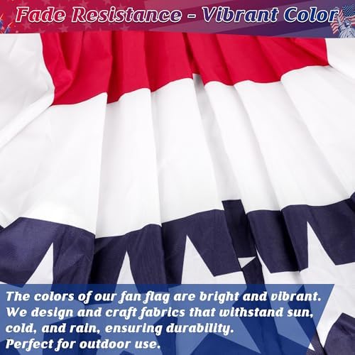 12 PCS 4th of July Banner Flag, 2 × 4 FT Red White Blue Pleated Fan Flag, Independence Day American Banner, Patriotic Fan Bunting for Fourth of July Party Decorations 250th Anniversary - Image 3