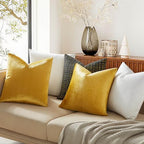 JUSPURBET 28x28 Euro Velvet Throw Pillow Covers Set of 2,Golden - Image 2