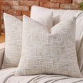 AmHoo Pack of 2 Chenille Textured Throw Pillow Cover, 500GSM Boho Farmhouse Decorative Couch Pillow Covers for Modern Home Decor Bed Sofa Living Room 20 x 20-Inch Beige by AmHootextile