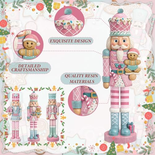 Simgoing 3 Pcs Pastel Christmas Nutcracker Gingerbread Resin Nutcrackers - Image 3