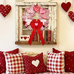 Suncalla Valentine's Day Wreath 14'' Love Heart Wreath with 3D Heart Ornaments for Front Door 24'' Long Window Porch Home Wedding Festival Celebration Wall Decorations(Bow) - Image 4