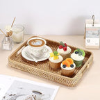 Hipiwe Large Woven Rattan Serving Tray Wicker Basket Organizer, 13.4"x9.5" - Image 3