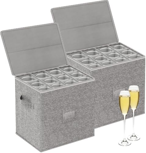 Kukikan Champaign Flute Storage Holder, Hard Shell, 2 Pack for 24 Glass by KUKIKAN