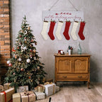 Christmas Stocking Holder, The Stocking were Hung Wood Hanging Sign, Stocking Holder for Wall, Xmas Stocking Holder with 6 Hangers for Fireplace Mantel, 24 inch,White - Image 2