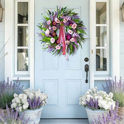 24 Inch Spring Summer Wreaths for Front Door Outside,Mantel,Porch&Entryway - Image 6
