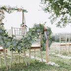 12 Pack Artificial Eucalyptus Garland 6.2 Long Faux Silk Leaf Eucalyptus Leaves Vines Greenery Garland with White Flower All Season for Wedding Arch Indoor Outdoor Wall Decoration - Image 5