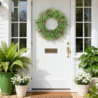 24 Inch Summer Wreaths for Front Door Spring Wreath Outdoor Green Door Wreath for All Seasons Porch Living Room Bedroom Indoor Outdoor Window Wall Farmhouse Home Decoration - Image 4