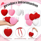 Suncalla 6 Pcs Large 4.33 Inch Valentine's Day Heart Ornaments Hanging Knitted Crochet Heart Ornament Red Pink White Valentine's Day Hanging Decorations for Wedding Anniversary Party Decor DIY Crafts - Image 3