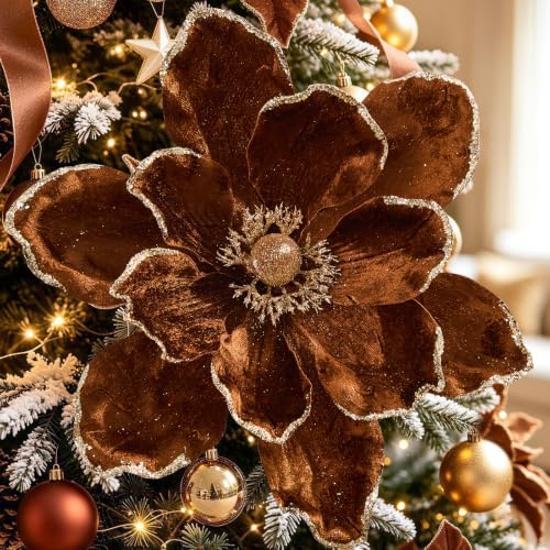8PCS Large Christmas Magnolia Flowers for Christmas Tree Wreath by FaylifewayDecoryourLife