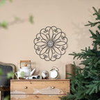 YiLifebes Metal Flower Wall Decor, 18”x18” Metal Floral Scroll Wall Art, Iron Wall Decoration Sculpture for Living Room Bedroom Bathroom Outdoor Garden, (Flower A) - Image 7