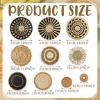 11 Pcs Boho Hanging Wall Basket Decor Handmade Woven Basket Wall Decorative Boho Wicker Baskets Placemats Round Farmhouse Bulrush Art for Rustic Home Decorations Christmas Gift(Assorted) - Image 3